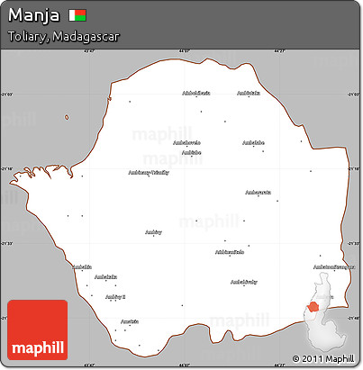 Gray Simple Map of Manja, cropped outside