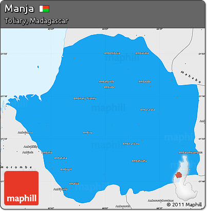 Political Simple Map of Manja, single color outside, borders and labels