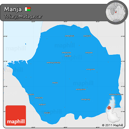 Political Simple Map of Manja, single color outside