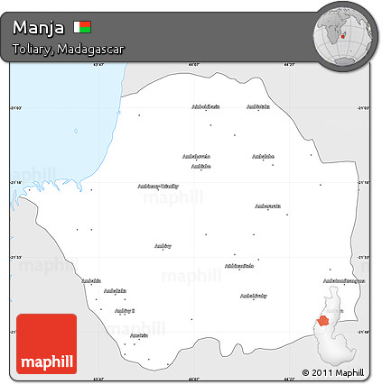 Silver Style Simple Map of Manja, single color outside