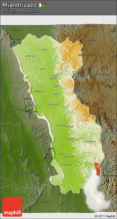 Physical 3D Map of Miandrivazo, darken
