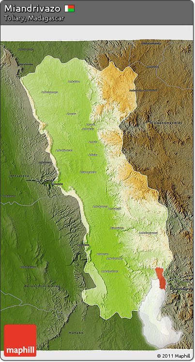 Physical 3D Map of Miandrivazo, darken
