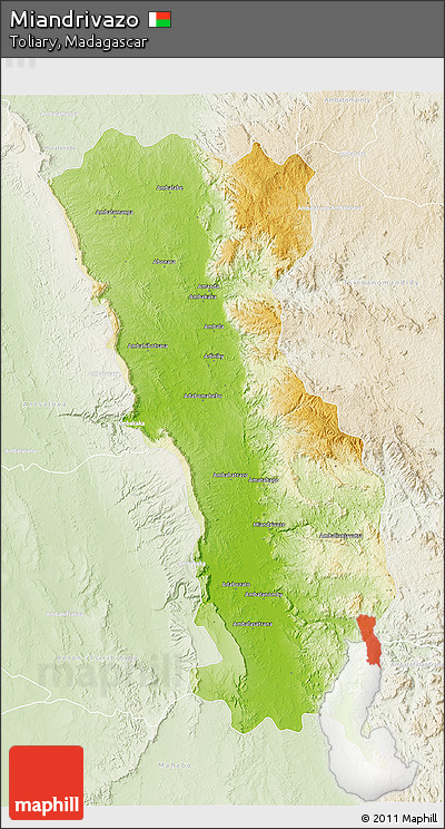 Physical 3D Map of Miandrivazo, lighten