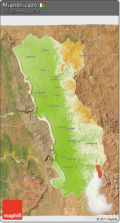 Physical 3D Map of Miandrivazo, satellite outside