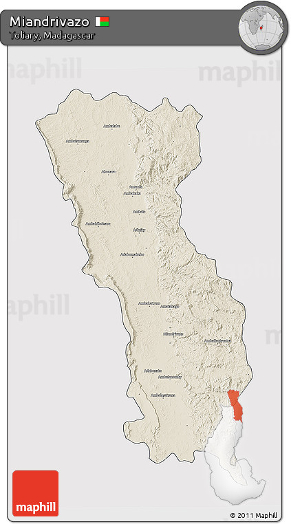 Shaded Relief 3D Map of Miandrivazo, cropped outside