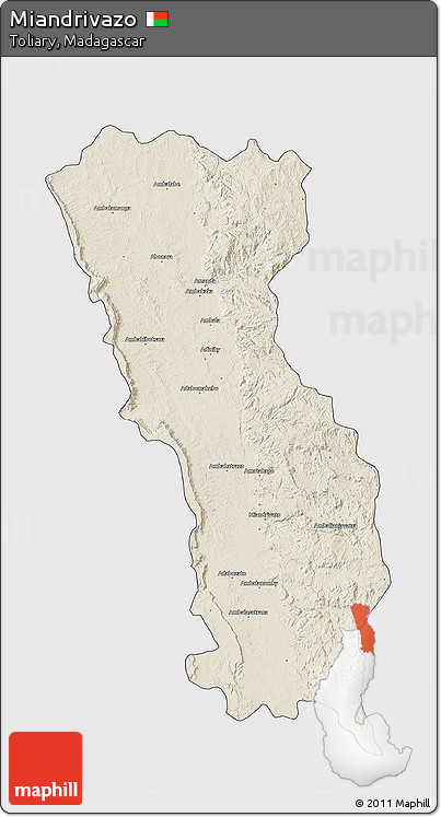 Shaded Relief 3D Map of Miandrivazo, cropped outside