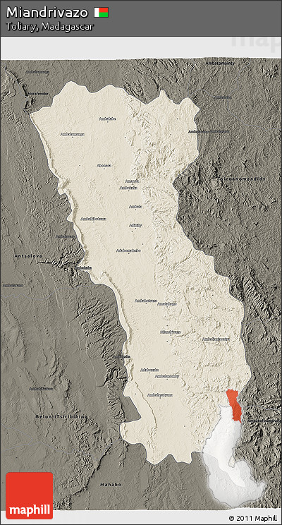 Shaded Relief 3D Map of Miandrivazo, darken