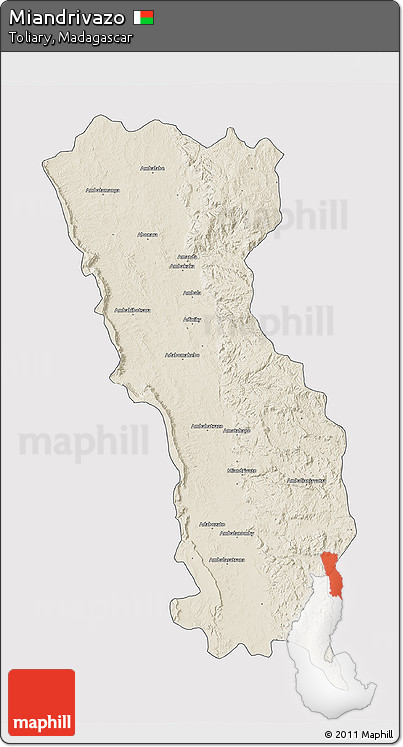 Shaded Relief 3D Map of Miandrivazo, single color outside