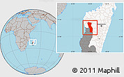 Gray Location Map of Miandrivazo, highlighted country, highlighted parent region