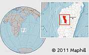 Gray Location Map of Miandrivazo, highlighted country, hill shading