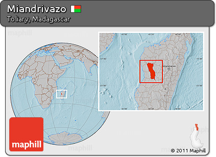 Gray Location Map of Miandrivazo, hill shading