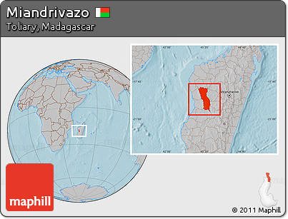 Gray Location Map of Miandrivazo, hill shading