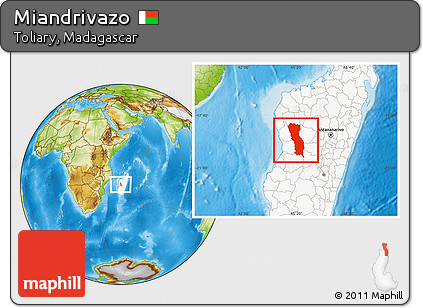 Physical Location Map of Miandrivazo, highlighted country