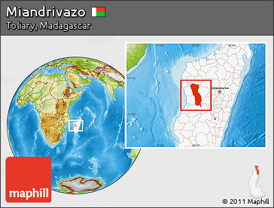 Physical Location Map of Miandrivazo, highlighted country