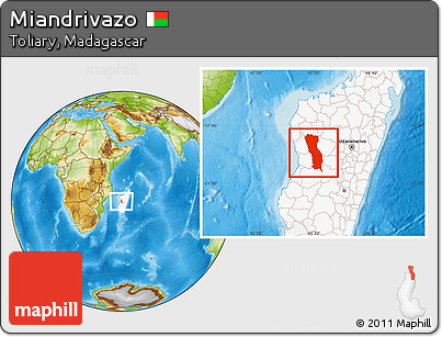Physical Location Map of Miandrivazo, highlighted country