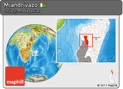 Physical Location Map of Miandrivazo, highlighted country, highlighted parent region