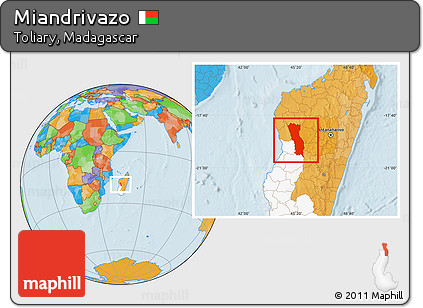 Political Location Map of Miandrivazo, highlighted parent region