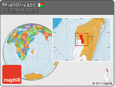 Political Location Map of Miandrivazo, highlighted parent region