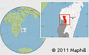 Savanna Style Location Map of Miandrivazo, highlighted country, highlighted parent region