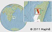 Savanna Style Location Map of Miandrivazo, highlighted parent region, hill shading
