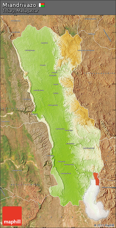 Physical Map of Miandrivazo, satellite outside