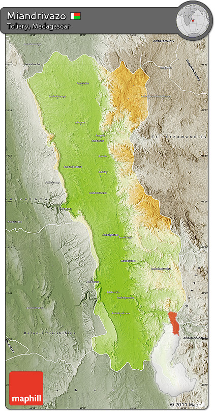 Physical Map of Miandrivazo, semi-desaturated