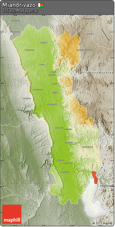 Physical Map of Miandrivazo, semi-desaturated