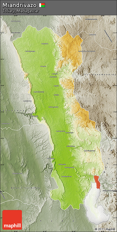 Physical Map of Miandrivazo, semi-desaturated