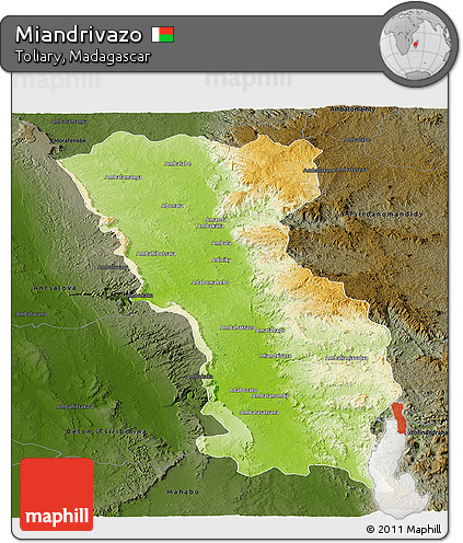 Physical Panoramic Map of Miandrivazo, darken
