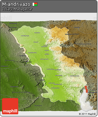 Physical Panoramic Map of Miandrivazo, darken