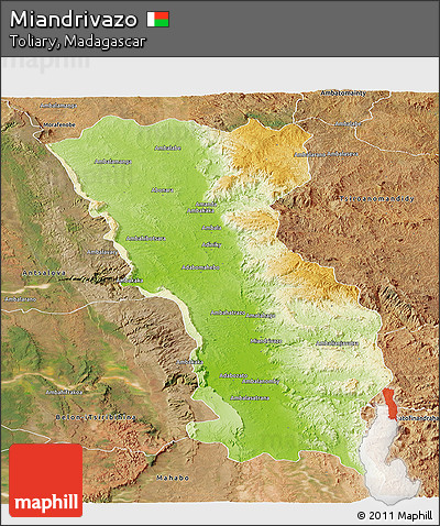 Physical Panoramic Map of Miandrivazo, satellite outside