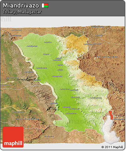 Physical Panoramic Map of Miandrivazo, satellite outside
