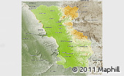 Physical Panoramic Map of Miandrivazo, semi-desaturated