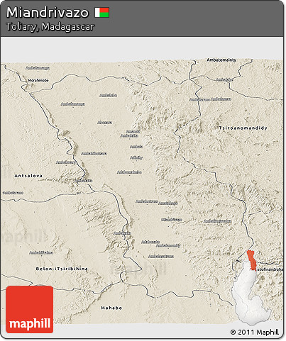Shaded Relief Panoramic Map of Miandrivazo