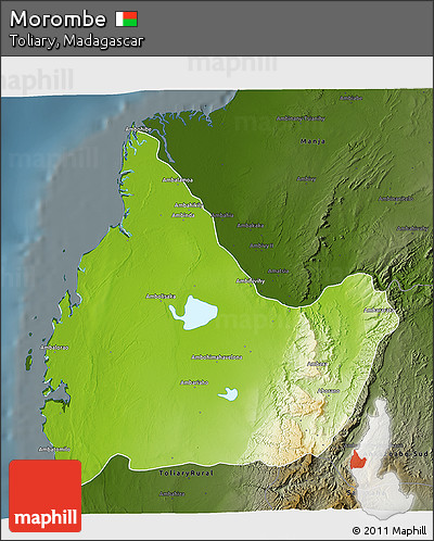 Physical 3D Map of Morombe, darken