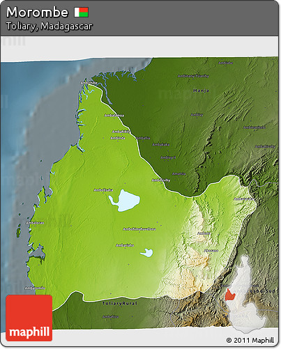 Physical 3D Map of Morombe, darken