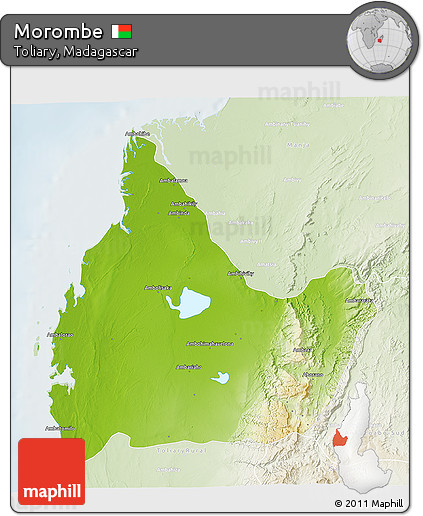Physical 3D Map of Morombe, lighten