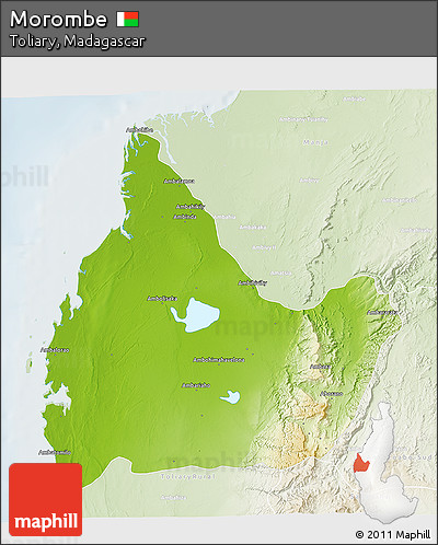 Physical 3D Map of Morombe, lighten
