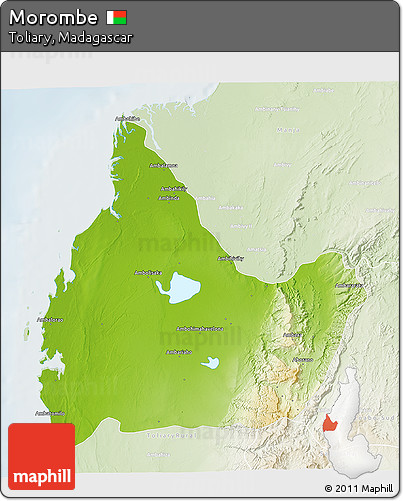 Physical 3D Map of Morombe, lighten