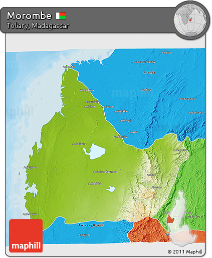 Physical 3D Map of Morombe, political outside