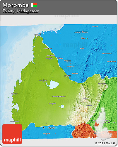 Physical 3D Map of Morombe, political outside