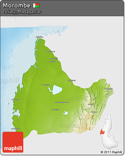 Physical 3D Map of Morombe, single color outside