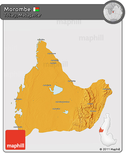 Political 3D Map of Morombe, cropped outside