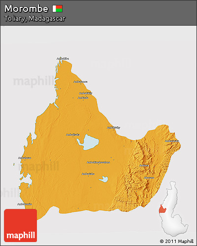 Political 3D Map of Morombe, cropped outside
