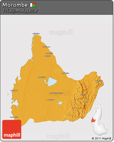 Political 3D Map of Morombe, cropped outside