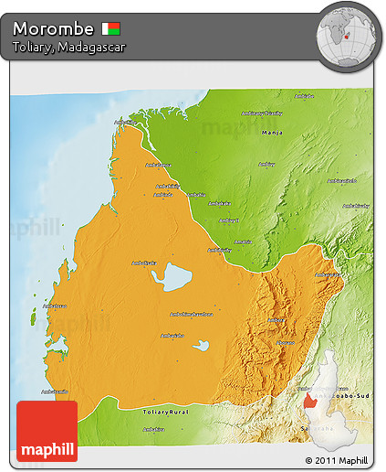 Political 3D Map of Morombe, physical outside