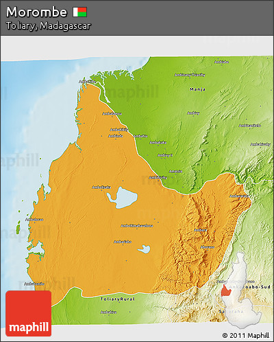 Political 3D Map of Morombe, physical outside