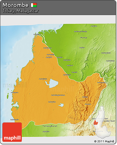 Political 3D Map of Morombe, physical outside