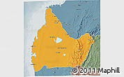 Political 3D Map of Morombe, semi-desaturated