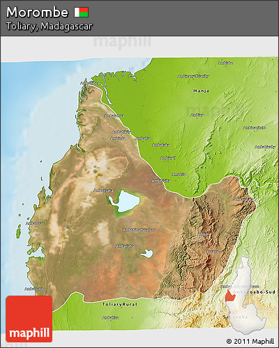 Satellite 3D Map of Morombe, physical outside